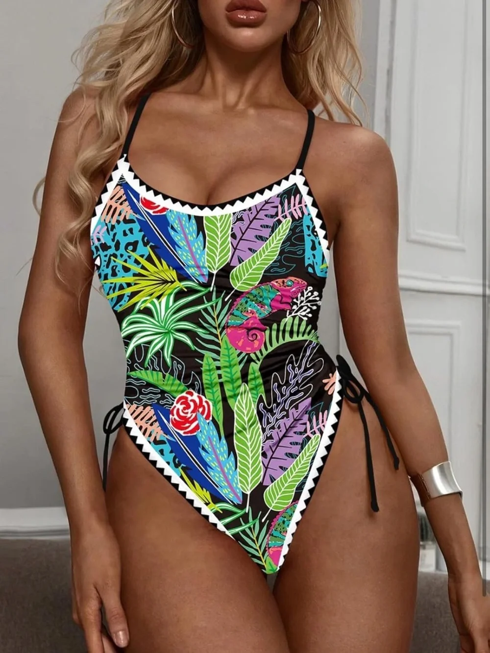 Ruched High Cut One Piece Swimsuit Tummy Control Monokini 1402/bb7-1